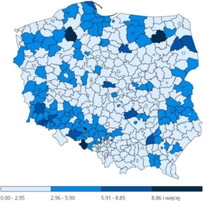 Ministerstwo Zdrowia opublikowało dane o zachorowaniach na COVID-19 wg powiatów