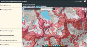 Mapy geologiczne w internecie: wspólna platforma kartografii geologicznej <br />
Ekran testowej wersji aplikacji internetowej dla Wspólnej Platformy Kartografii Geologicznej