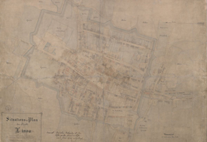 Leszno na dawnych planach <br />
Plan Leszna autorstwa P. Sandera (mierniczego polnego) z marca 1882 r., kopia planu z 1793 r.