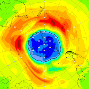 Copernicus: dziura ozonowa na półkuli południowej przekracza rozmiary Antarktydy <br />
Prognozy ozonu CAMS 14 września pokazują niskie wartości (poniżej 220 jednostek Dobsona) obejmujące prawie całą Antarktydę