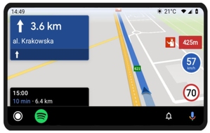 AutoMapa ostrzega o patrolach i radarach w Android Auto