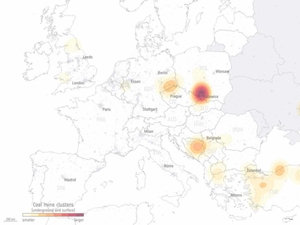 Satelita wykrył spore stężenie metanu nad Polską <br />
Copyright: ESA (Data source: 'Global Coal Mine Tracker', Global Energy Monitor, January 2022)