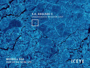 Satelitarna technologia SAR wsparciem dla podwodnej archeologii antarktycznej <br />
Obraz SAR przedstawiający pozycję lodołamacza "Agulhas II" 4 marca