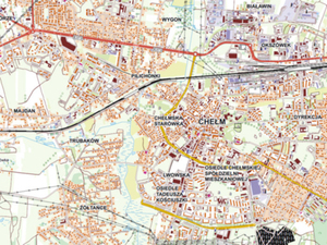 Oto pierwsze wizualizacje BDOT10k w skali 1:25 000 <br />
Fragment arkusza dla Chełma