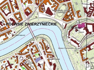 GUGiK poprawia automatyczne mapy 1:10 000 <br />
Fragment arkusza dla Krakowa