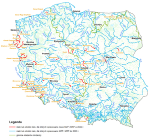 Nowe mapy powodziowe dla blisko tysiąca kilometrów rzek <br />
Rzeki lub odcinki rzek, dla których zostały wykonane nowe MZP i MRP w 2022 r. (fot. Wody Polskie)