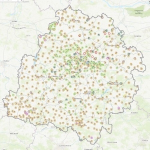 Wszystkie nekropolie w województwie na jednej mapie