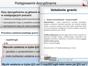 GUGiK reaguje na pytania dotyczące ostatnich szkoleń <br />
Wybrane slajdy z prezentacji ze szkoleń