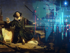 Od Kopernika do współczesnej geoinformatyki. Zapowiedź konferencji kartograficznej <br />
Na fot.: fragment obrazu Jana Matejki "Astronom Kopernik, czyli rozmowa z Bogiem"; Monsitj przez Canva.com