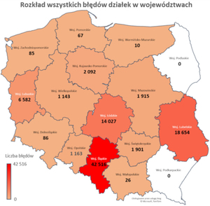 Znaczący spadek liczby błędnych identyfikatorów działek w EGiB