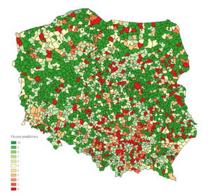 Już tylko 100 gmin nie zgłosiło żadnego zbioru dot. planowania przestrzennego <br />
Rozkład wyników w podziale na gminy