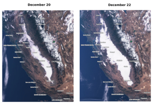Kalifornijskie mgły na zdjęciach satelitarnych <br />
Sentinel-3 OLCI