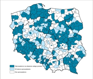 GUGiK wspiera powiaty we wdrażaniu nowego układu wysokościowego <br />
Stan wdrażania układu PL-EVRF2007-NH