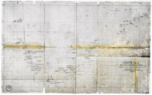 Mapa wojennego przejścia ORP "Orzeł" z Tallina do Rosyth odtworzona w pracy inżynierskiej <br />
Mapa wykonana przez por. M. Mokrskiego (źródło: Muzeum Marynarki Wojennej)