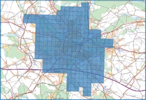 Nowe ortofotomapy miast w Geoportalu <br />
Zasięg ortofotomapy dla aglomeracji poznańskiej
