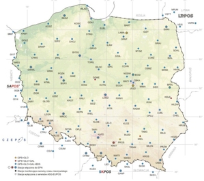 Czterosystemowe korekty ASG-EUPOS również w Małopolsce <br />
Mapa stacji ASG-EUPOS