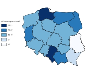 Różnice w cyfryzacji operatów wciąż duże <br />
Odsetek cyfrowych operatów w sierpniu