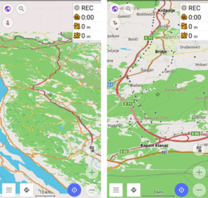 Więcej statystyk i danych na mapach OsmAnd <br />
Widok 2.5D