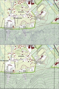 GUGiK poprawia automatyczne mapy 1:10 000 <br />
Porównanie I (na górze) oraz II edycji wizualizacji (na dole) dla fragmentu Zakopanego