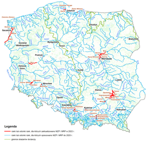 Nowe mapy powodziowe dla blisko tysiąca kilometrów rzek <br />
Odcinki rzek, dla których MZP i MRP zostały zaktualizowane w 2022 r. (fot. Wody Polskie)