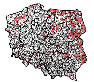 Znamy wyniki Narodowego Spisu Powszechnego 2021 <br />
Gminy o ubytku ludności większym niż 10% w 2021 r.