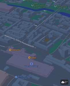 Apple prezentuje mapy 3D również dla Polski <br />
Wrocław na Mapach Apple (fot. Reddit)
