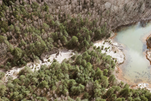 Dawne kopalnie ożyją w wersji cyfrowej <br />
Geopark Muskauer Faltenbogen/Łuk Mużakowa - zdjęcie z drona (fot. KGiG Politechniki Wrocławskiej)