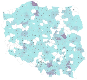 Geodeci wybrali najlepszy ODGiK 2020 <br />
Mapa wyników plebiscytu