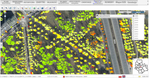 Jest już mapa koron drzew dla całej Warszawy <br />
Mapa Koron Drzew - NDVI